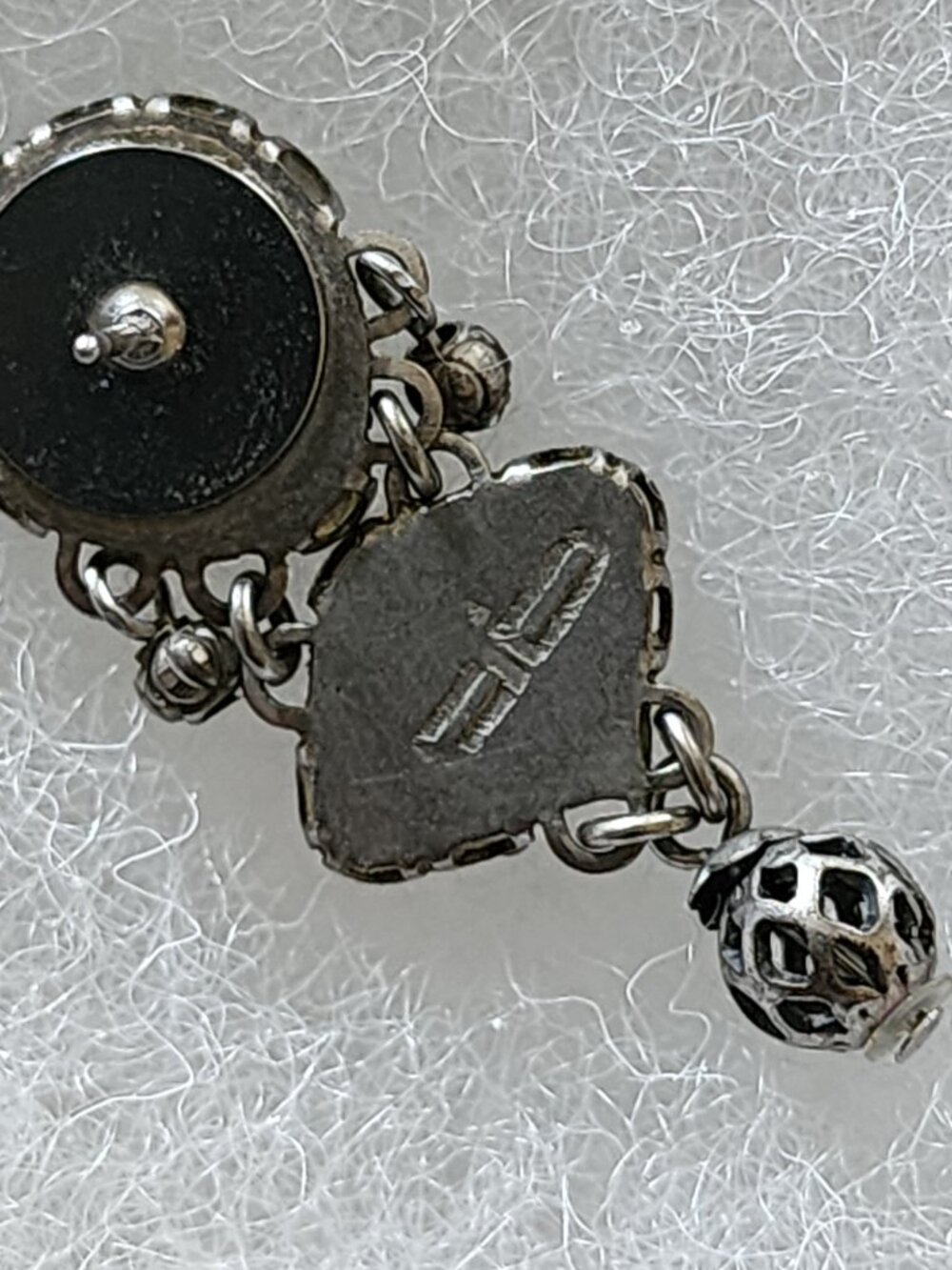 OOAK Ayala Bar Handcrafted, Fabric Inlay, Faceted Lucite & Metal Bead Earrings!! - Picture 4 of 16